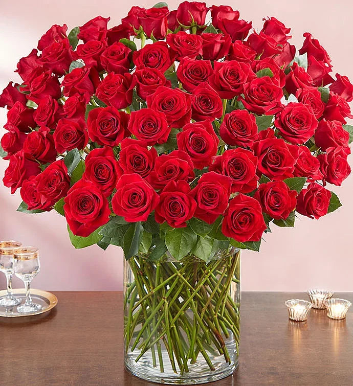 Wonderful 100 Premium Long Stem Red Roses