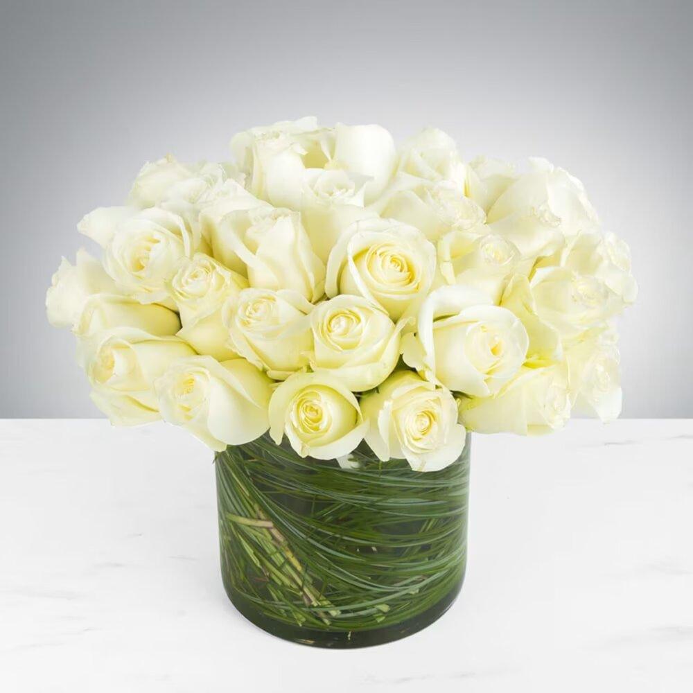 Two Dozen White Roses by Elite Flowers