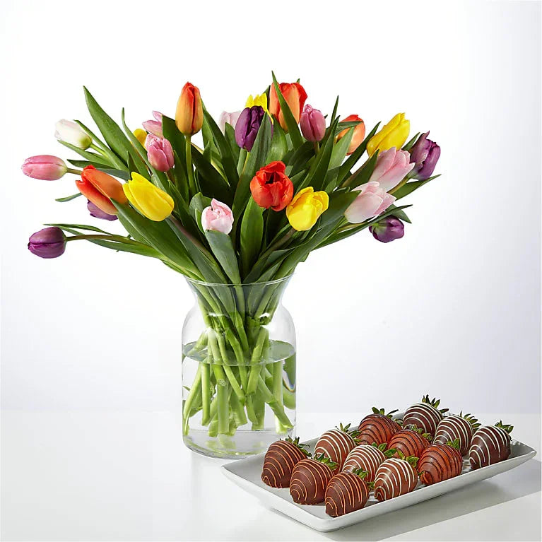 Picnic Tulips Bouquet and Berry Bundle