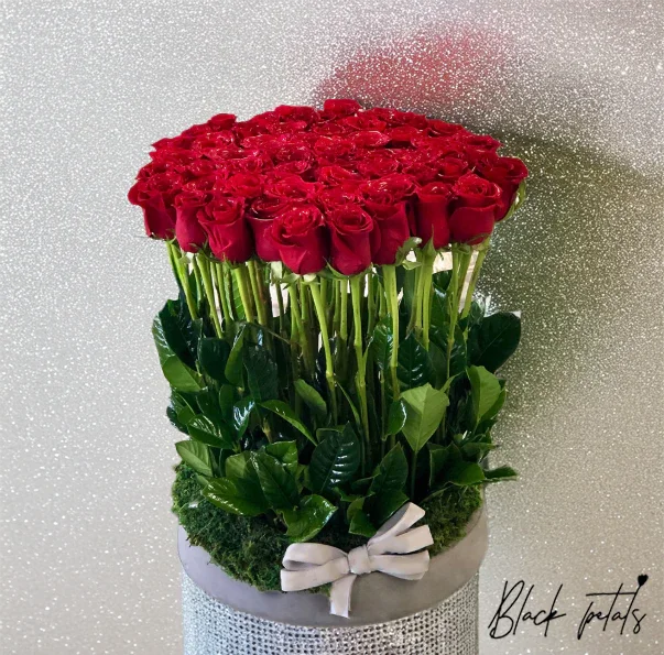 Luxury Standing Roses In A Ceramic Bowl