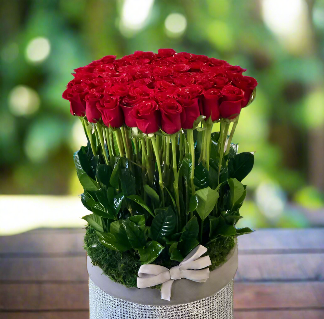 Luxury Standing Roses In A Ceramic Bowl
